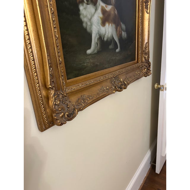 Wood 20th Century Oil Paintings Young Boy With Spaniel and Duchess of York - a Pair For Sale - Image 7 of 16