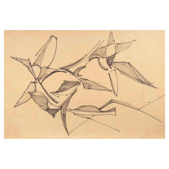 Reynold Arnould, Abstract Composition, Ink Drawing, 1970 For Sale