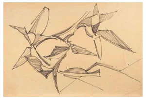 Reynold Arnould, Abstract Composition, Ink Drawing, 1970