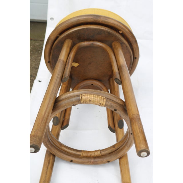 Mid Century Modern Bent Rattan Swivel Barstools With Back-Set of 4 For Sale - Image 10 of 12