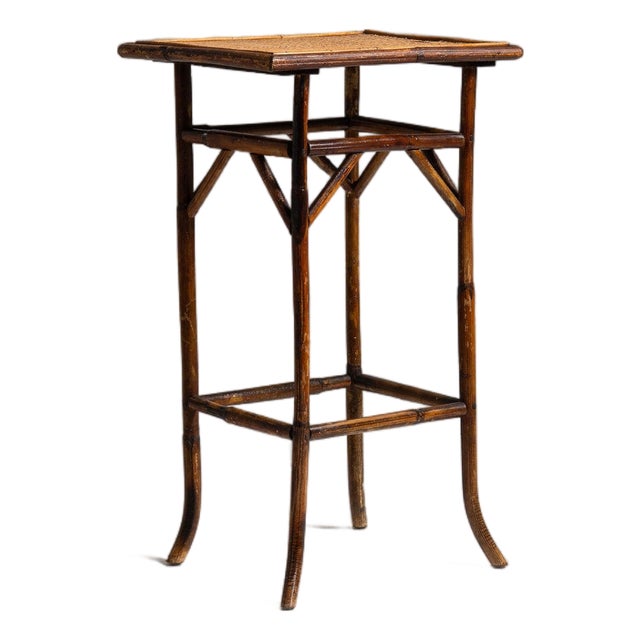 1900-1909 France Warm Honey Bamboo Faux-Bamboo Side Table For Sale