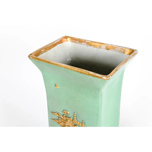 English Glazed / Parcel Gilt Porcelain Vase Pieces - a Pair For Sale - Image 11 of 13