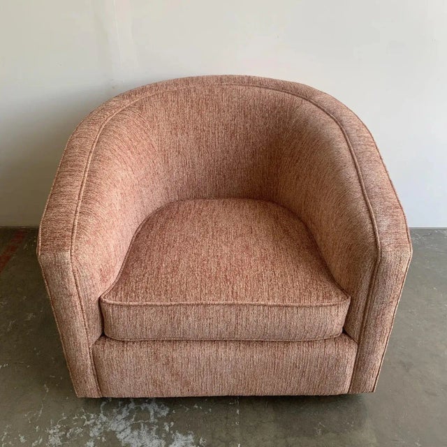 Blush Modern Blush Upholstered Barrel Chairs - a Pair For Sale - Image 8 of 10