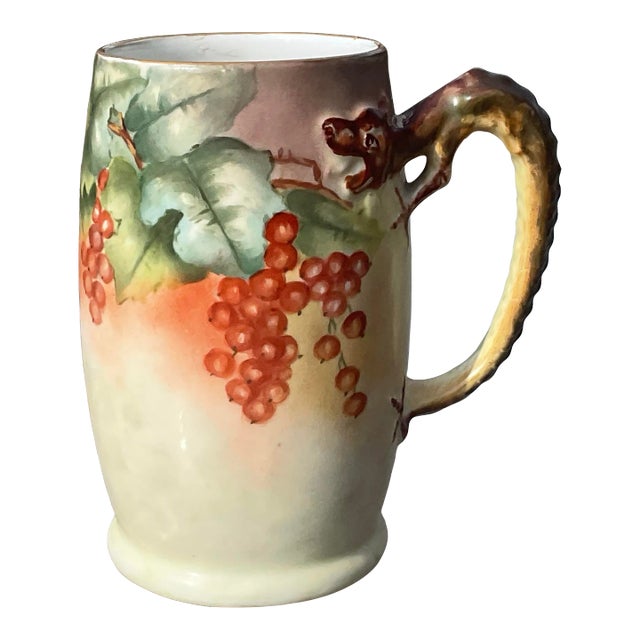 1900s Jean Pouyat Limoges Hand-Painted Mug With Snake For Sale
