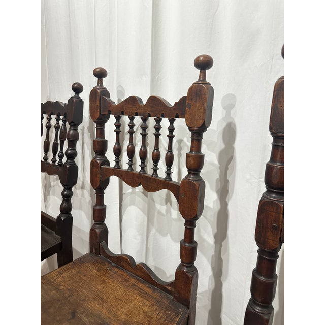 Early 19th Century Set of 4 Early 19th Century Provincial Walnut Baroque Dining Chairs For Sale - Image 5 of 11