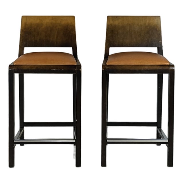1980s Pair of Chic Post-Modern Counter Height Stools For Sale