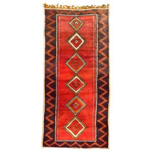 Long Vintage Moroccan Berbere Runner Rug, 1930s