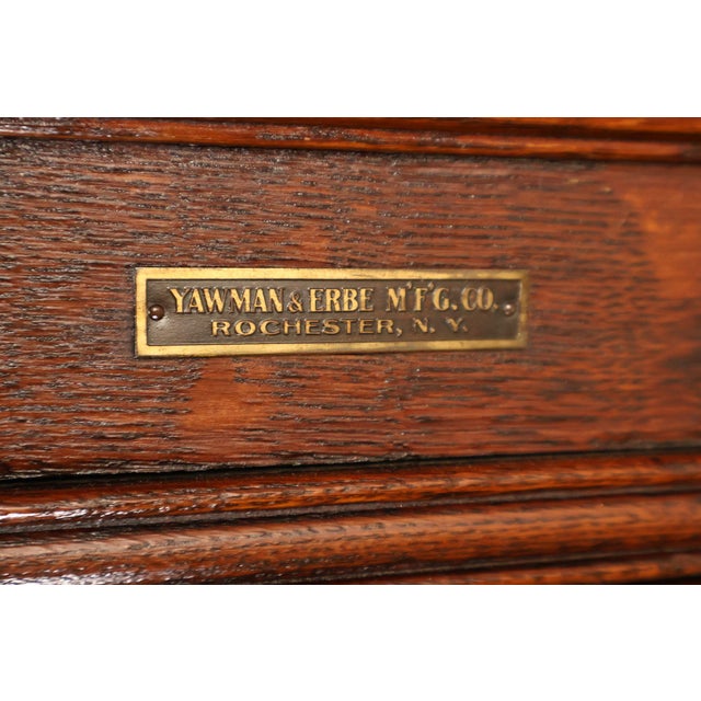 Yawman & Erbe Antique Oak Multi-Drawer File Cabinet For Sale - Image 13 of 18