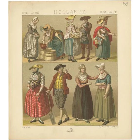 Racinet, Holland Outfits, 1880, Paper For Sale