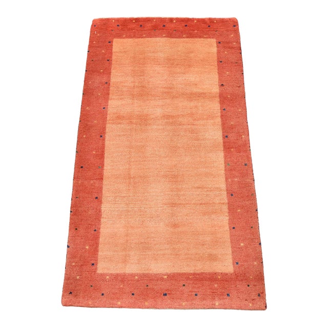 Gabbeh Rug 2’5” X 4’5” Orange Wool Contemporary Hand-Knotted Carpet For Sale