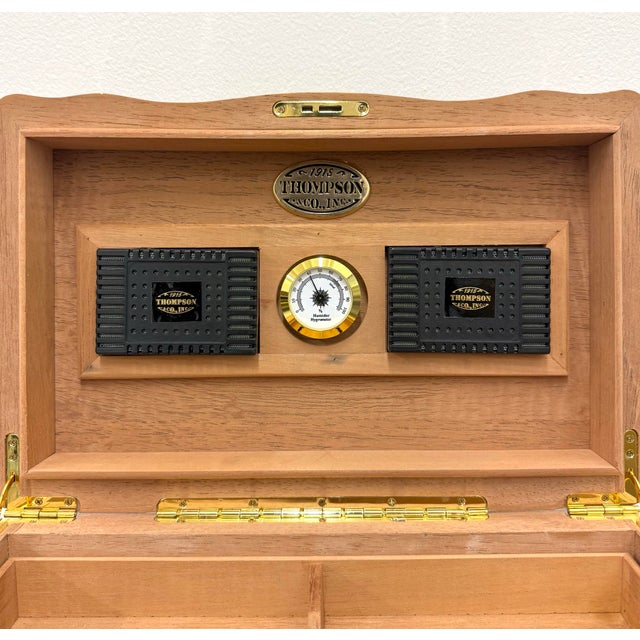 Vintage Thompson & Co Burl Wood Humidor With Drawer For Sale In West Palm - Image 6 of 9