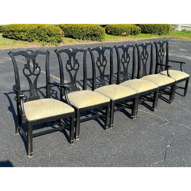Set of Six Ethan Allen Dining Chairs in Black Chairish