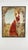 An expansive, romantic figurative canvas artwork featuring a strawberry-blonde woman in a tiered red gown leaning against...