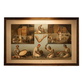 Racinet, Afrique: Kabyle Interior & Craft Scenes, Algeria, 1888, Lithograph For Sale