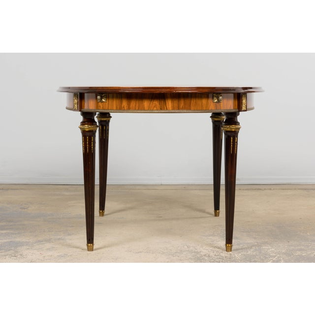 Antique French Louis XVI Style Rosewood Dining Table With Floral Inlay For Sale - Image 15 of 18