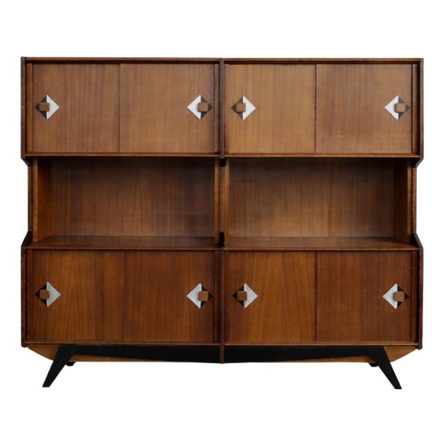 Mid-Century Danish Modern Teak Buffet with Hand-Painted Pattern, 1950s For Sale