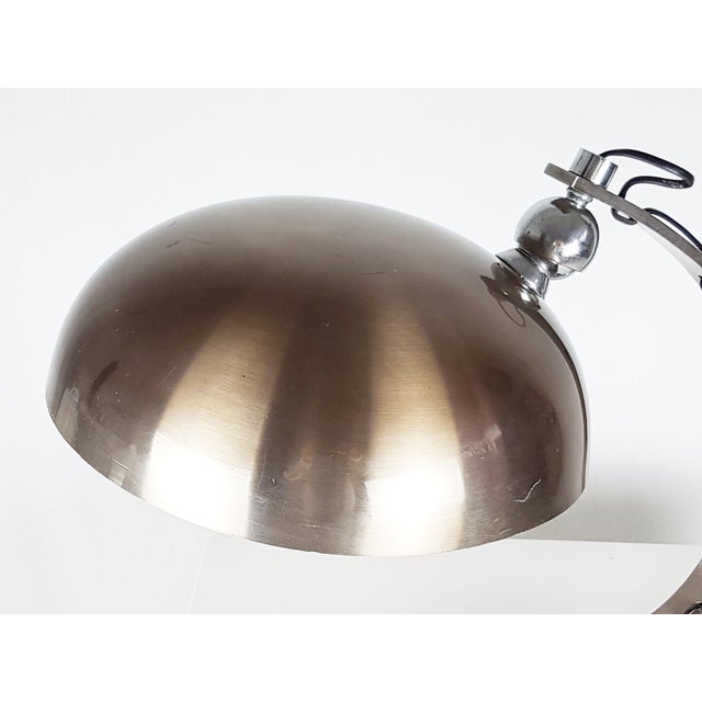 Brown Italian White and Anodized Bronze Metal Table Lamp, 1960s For Sale - Image 8 of 10