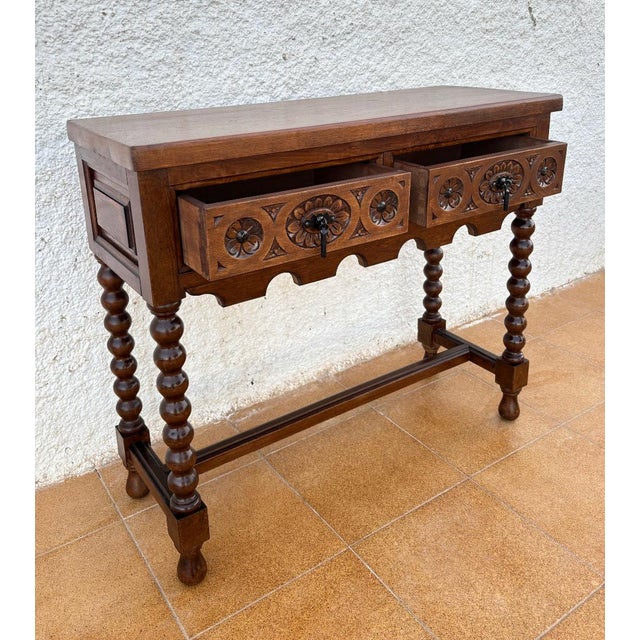 Antique Spanish Console Table in Carved Walnut, 1890 For Sale - Image 15 of 18