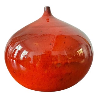 Red Glazed Ceramic Onion Vase attributed to Keramar, Bruges, 1960s For Sale