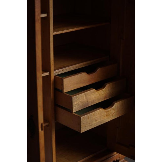1940s Mid-Century Modern Danish Oak Cabinet with Carved Doors and Decorative Base, 1950s For Sale - Image 5 of 17