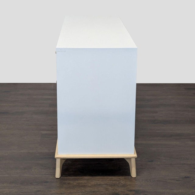 West Elm West Elm Sydney White Modern 6-Drawer Dresser With Light Wood Base For Sale - Image 4 of 11