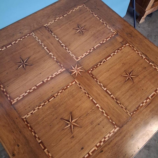 Antique Oak Table with Star Inlays, 1800s For Sale - Image 10 of 18