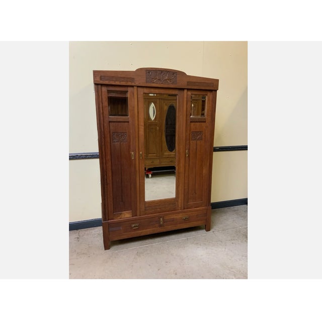 Antique Art Nouveau Wardrobe in Oak, 1910 For Sale - Image 13 of 13