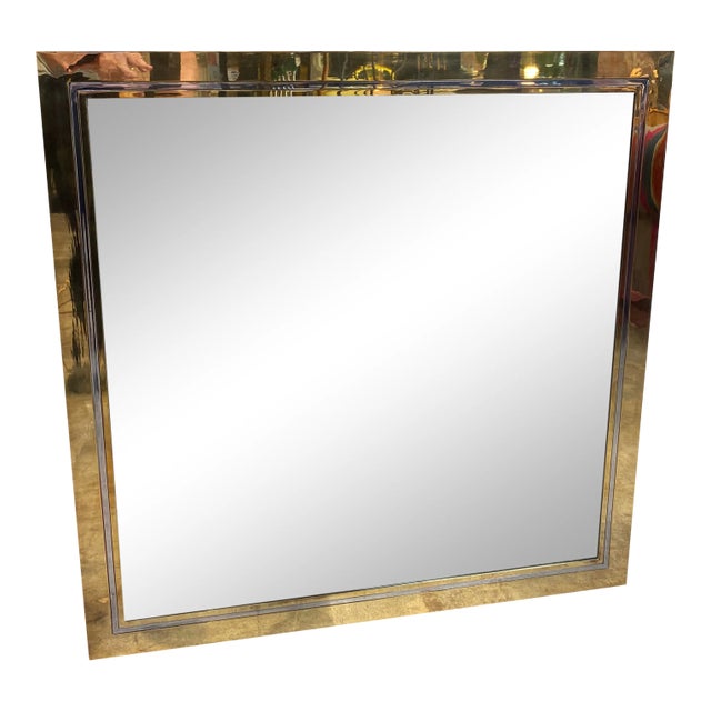 1970s Mid Century Italian Square Wall Mirror For Sale