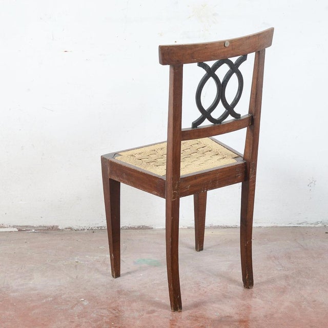 Brown 18th Century Style Chair with Raffia Seat For Sale - Image 8 of 9