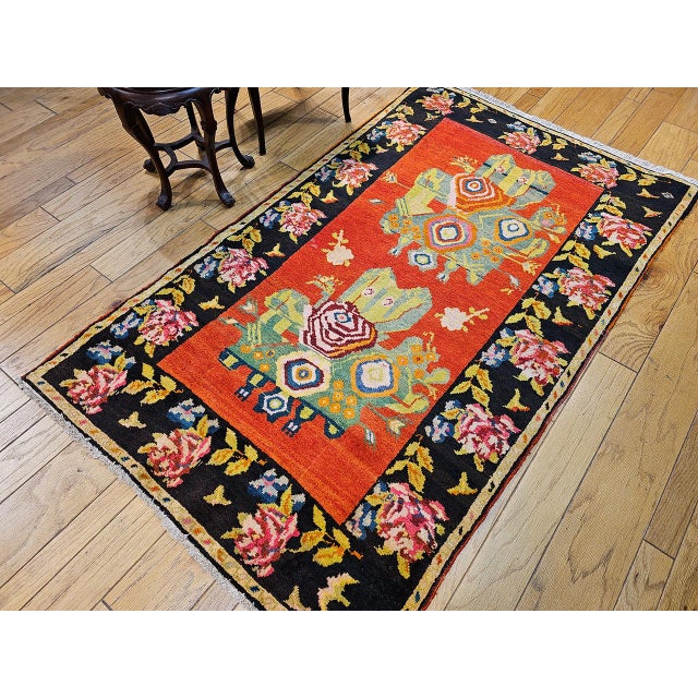 Vintage Caucasian Karabagh Rug, Hand-Knotted Gol Farang Floral Design, 5' x 7' For Sale In Chicago - Image 6 of 15