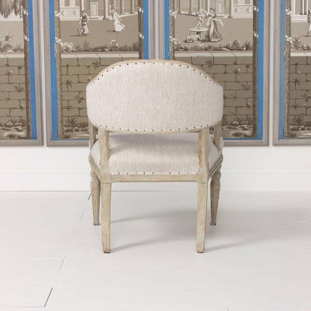 19th Century Swedish Gustavian Painted Barrel Back Armchair For Sale In Wichita - Image 6 of 12