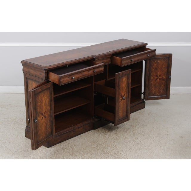 Continental Style Inlaid Front Distressed Sideboard Console For Sale - Image 4 of 17