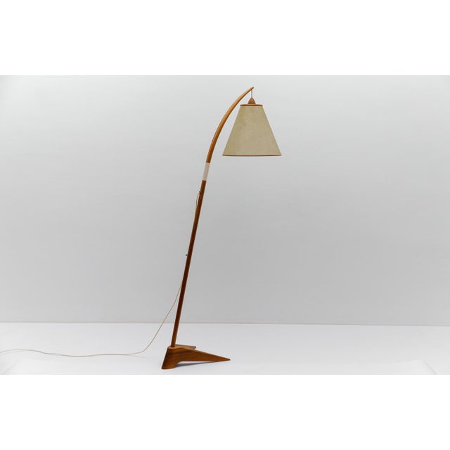 Mid-Century Modern Scandinavian Wooden Arc Floor Lamp, 1950s For Sale - Image 14 of 18