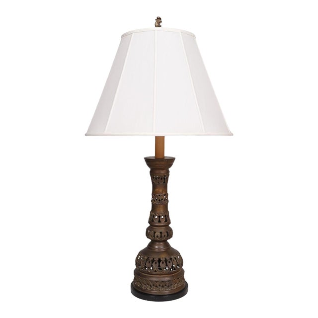 Large Bronze Meiji Period Table Lamp For Sale