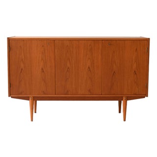 Scandinavian Teak Highboard with Triple Compartment, 1960s For Sale