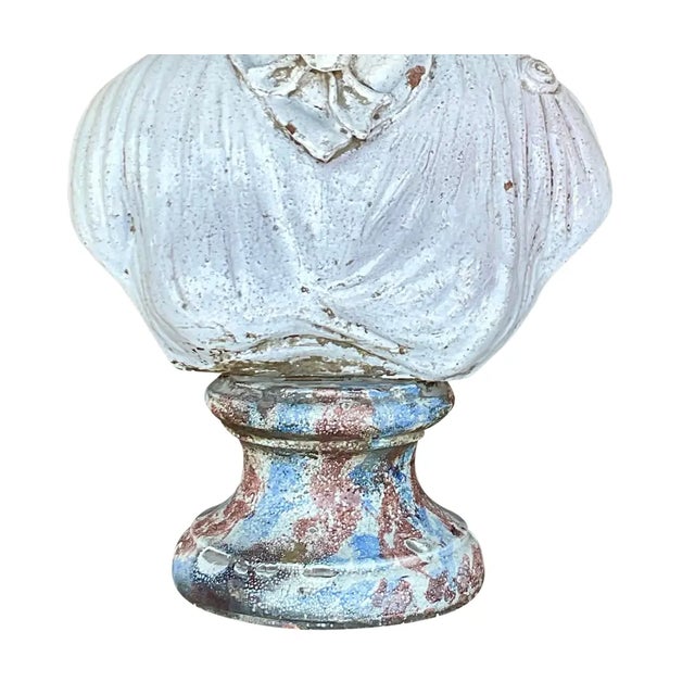 Vintage Boho Glazed Terra Cotta Bust of Female For Sale In West Palm - Image 6 of 12