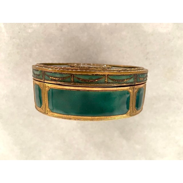 Metal C1860 French Louis XVI Bronze Enamel Jewelry Box - 1 Pc For Sale - Image 7 of 11