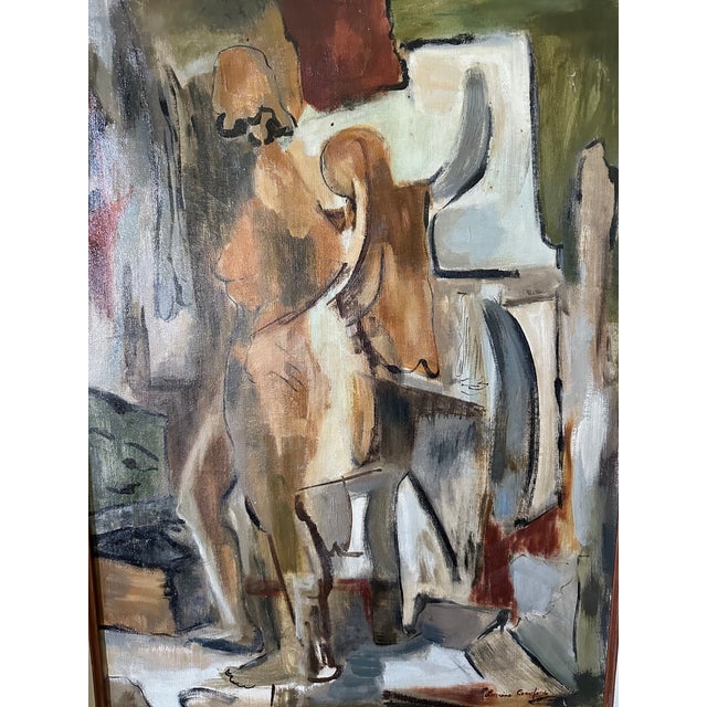 Wood Vintage Large Lorraine Crawford Oil on Canvas Framed Abstract, Circa 1960’s For Sale - Image 7 of 18