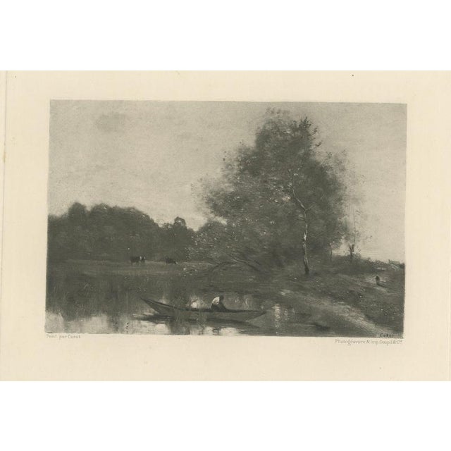 After Corot, River Landscape with Boatman and Cows, 1880, Etching For Sale - Image 9 of 9