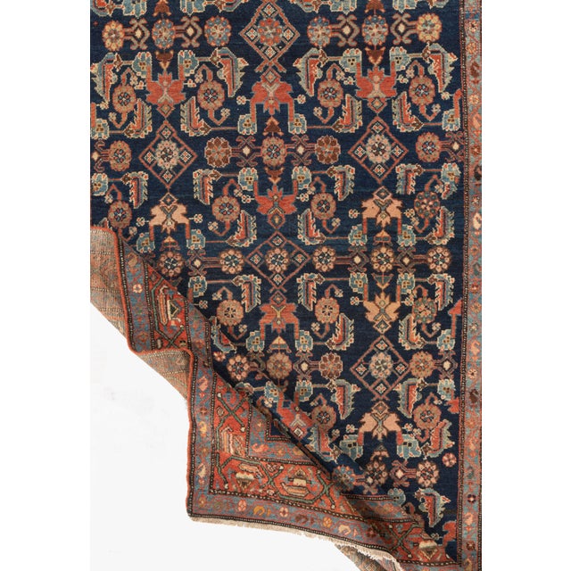 Antique Circa 1900 Blue Hamadan Hand Knotted Rug 4'4 X 6'10 For Sale - Image 11 of 12