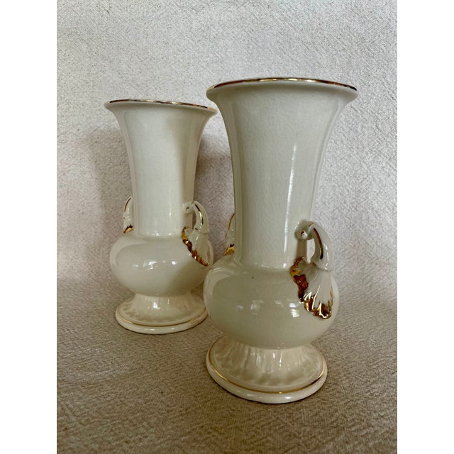Vintage 1940s Porcelain Rose Urn Vases - Pair For Sale - Image 10 of 11