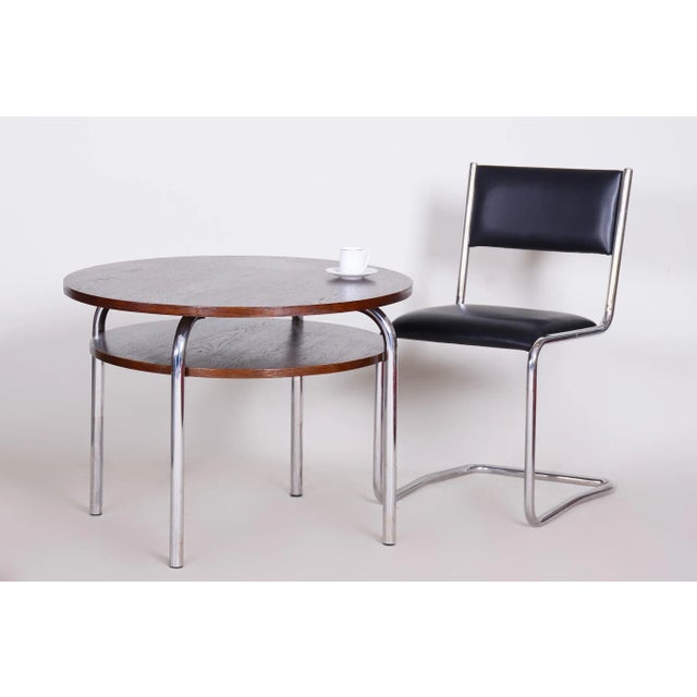 Bauhaus Bauhaus Round Oak Side Table attributed to Vichr & Co, 1930s For Sale - Image 3 of 10