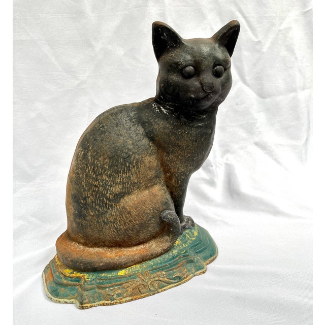 Vintage Mid 20th Century Painted Cast Iron Cat Doorstop Chairish