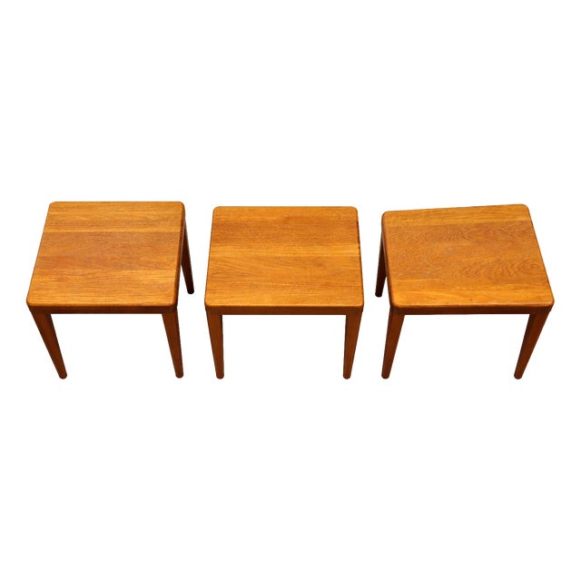 Teak Nesting Tables from Dyrlund, Denmark, 1970s, Set of 3 For Sale