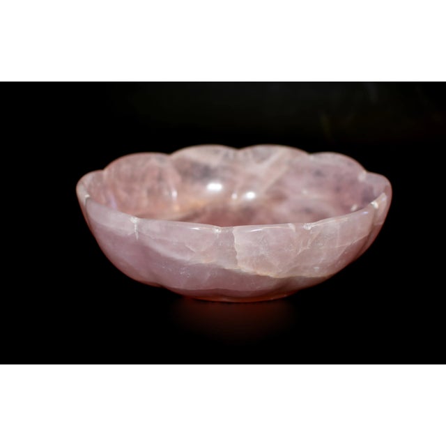 Contemporary Rose Quartz Lotus Bowl 9" For Sale - Image 3 of 12