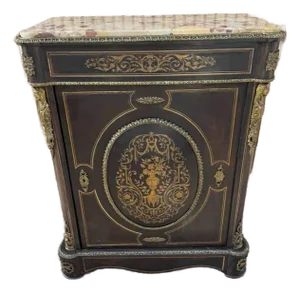 19th Century Antique French XIX Napoleon III "Boulle " Style Commode Console Liquor Bar Ebonized Cabinet