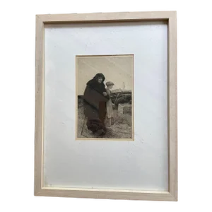 Late 19th Century "Homeless" Etching by C. Courtry, Framed