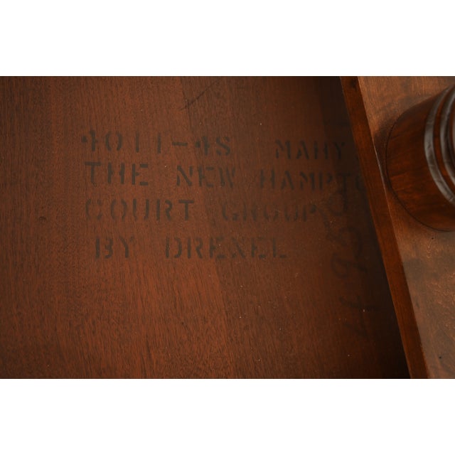 Drexel Georgian Mahogany Double Pedestal Extension Dining Table, Newly Refinished For Sale - Image 14 of 15