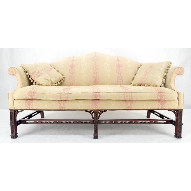 Henredon Camel Back Carved Mahogany Stretcher Base Sofa For Sale - Image 9 of 12