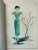 1950s Mid Century Portfolio of Fashion Paintings For Sale - Image 4 of 11